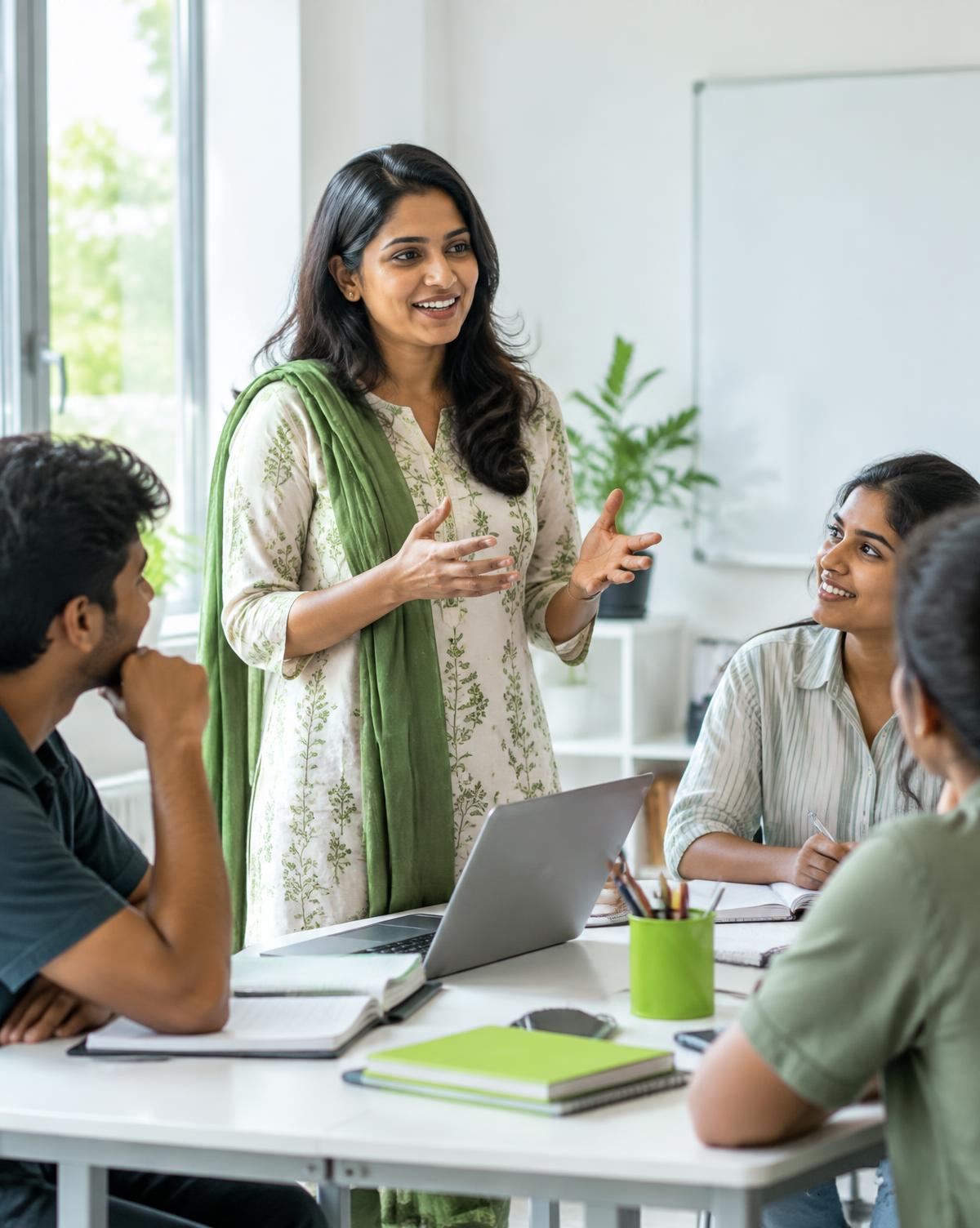 An educator leading an interactive classroom discussion